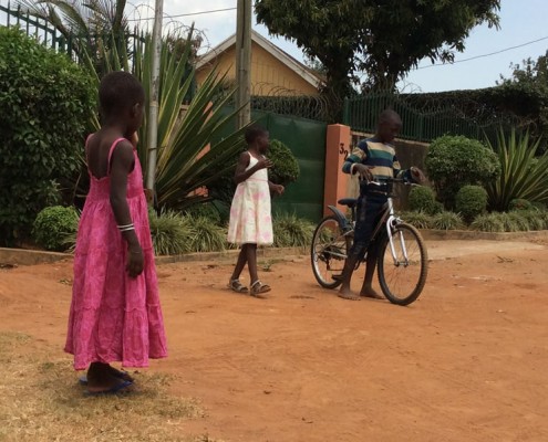 Children playing in street in Kampala