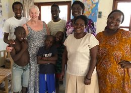 Jackie with street children and staff
