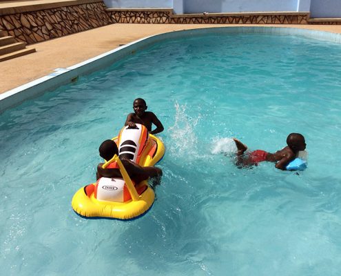 Shaffick Brian and Yusif enjoying the pool
