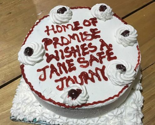 Janes leaving cake