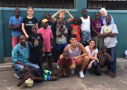 The flight crew visit the street children