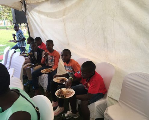Boys enjoying food