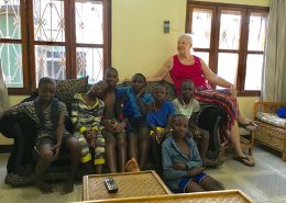 Jackie with some of the street children
