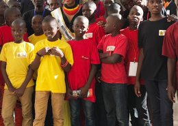 The street boys with Miss Uganda