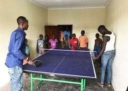 The street boys with the table