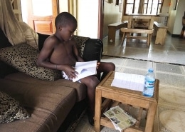 A boy doing his homework