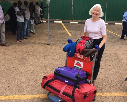 Jane arriving in Kampala
