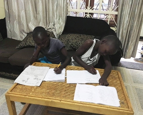 Boys doing their homework