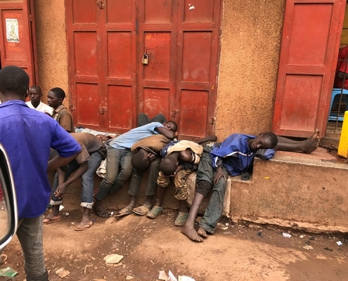 Street children sleeping