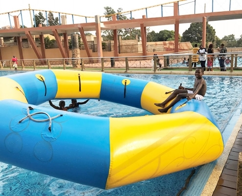 Street children playing in the pool