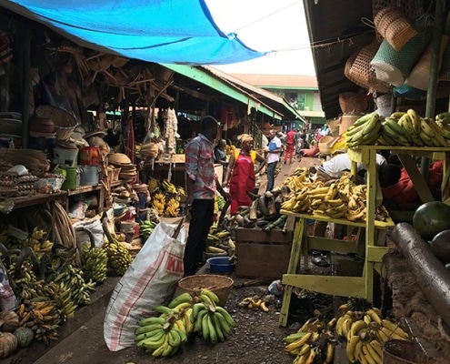 Buying bananas in Kampala