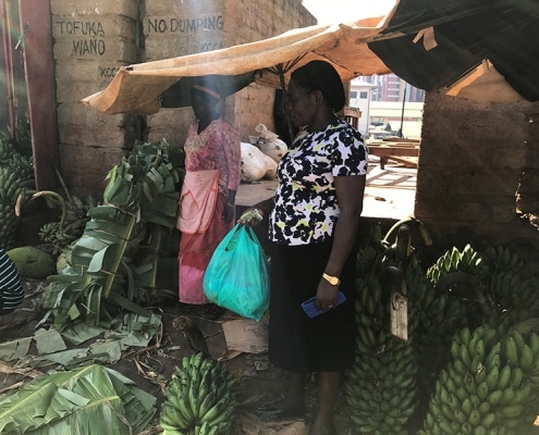 One of our staff buying food