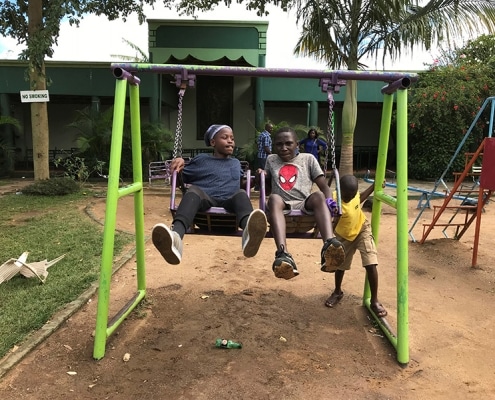 Two of our boys on the swings