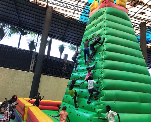 Street children on the climbing wall