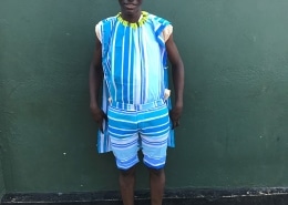 One of our boys in clothes he made