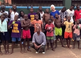 Jane with all of the street children at George's Place