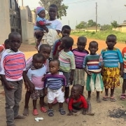 Children in Uganda with donated jumpers