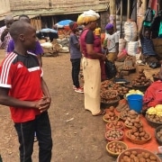 Shopping at a Kampala street market