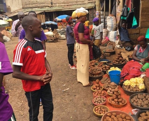 Shopping at a Kampala street market