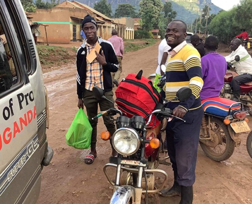 One of our street boys about to use a boda