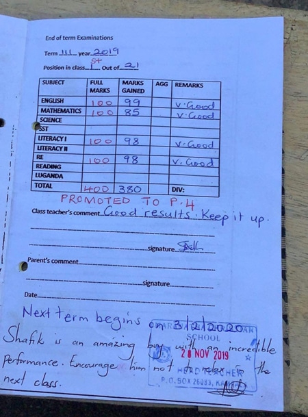 Musumba's school report