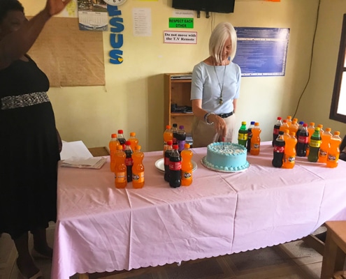 Jane's birthday cake and sodas