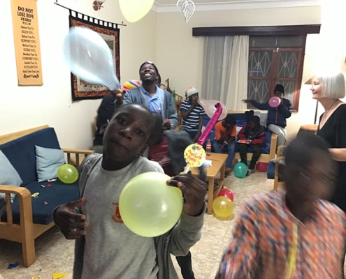 Street children having a New Year's Eve party