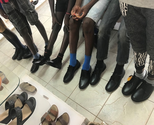 Boys in new school shoes