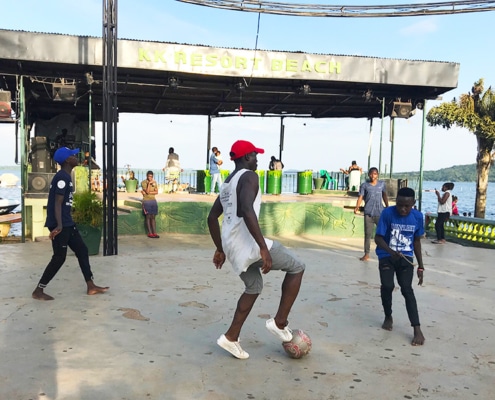 Street children playing football