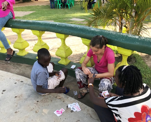 Visitors playing with our street boys