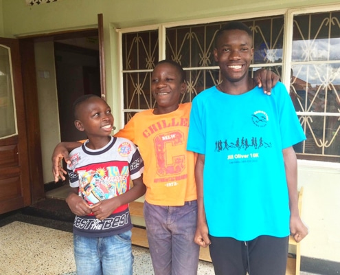 Three happy street children
