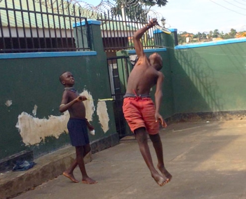 Street boys playing a game