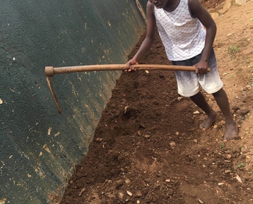 One of our boys gardening