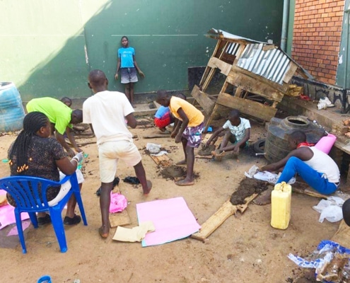 Street children doing Art classes