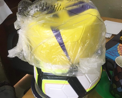 Donated footballs arrive in Uganda