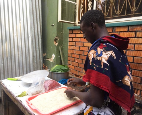 Cleaning rice in Uganda