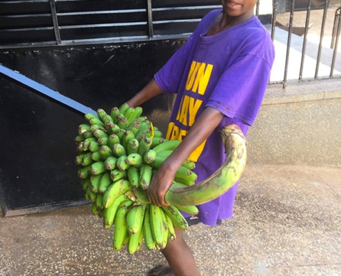 One of our boys unloading the shopping