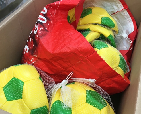 Donated footballs for our charity