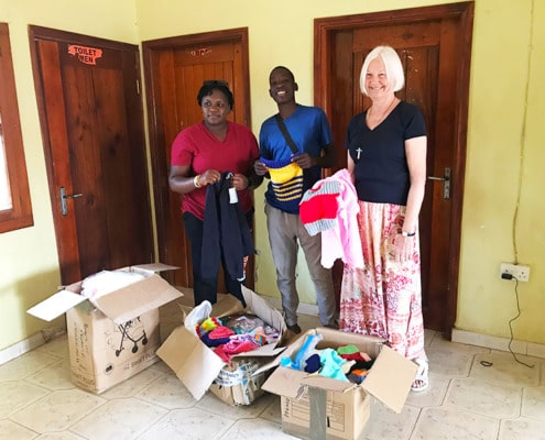 Collected donations of baby clothes in Uganda