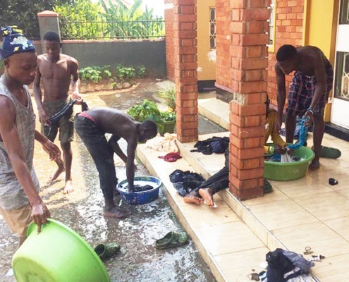Washing clothes in Kampala