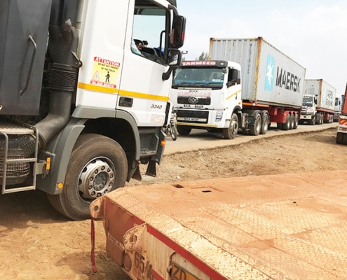 Lorries at the Ugandan and Kenyan border