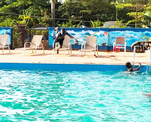 Boys swimming in Uganda