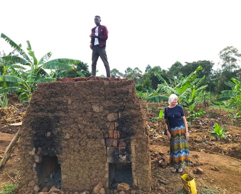 Making bricks for a house in Uganda