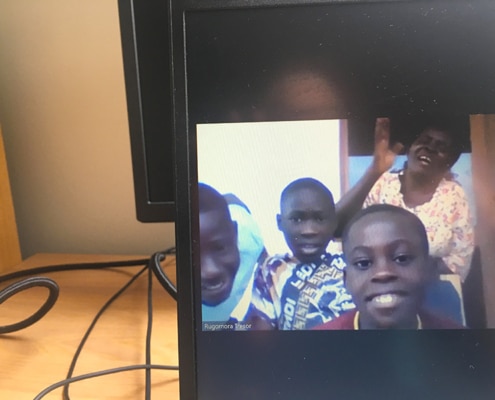 Speaking to the boys in Uganda on Zoom