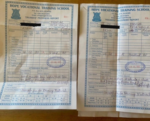 Vocation college reports for two boys