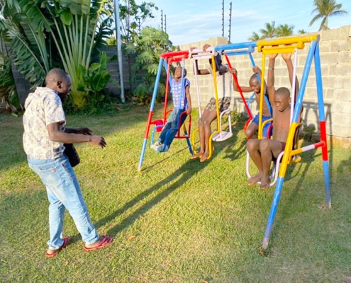 Playing on the swings