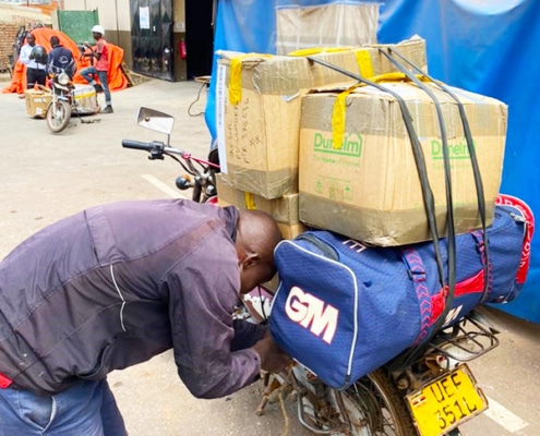 Donations from the UK arrive in Uganda
