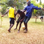 Our boys playing football in Garuga