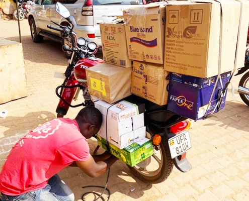 Buying school supplies in Uganda