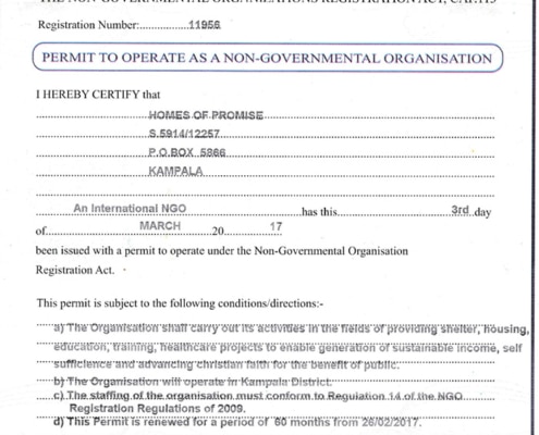 NGO Permit to operate an organisation Uganda - Form C